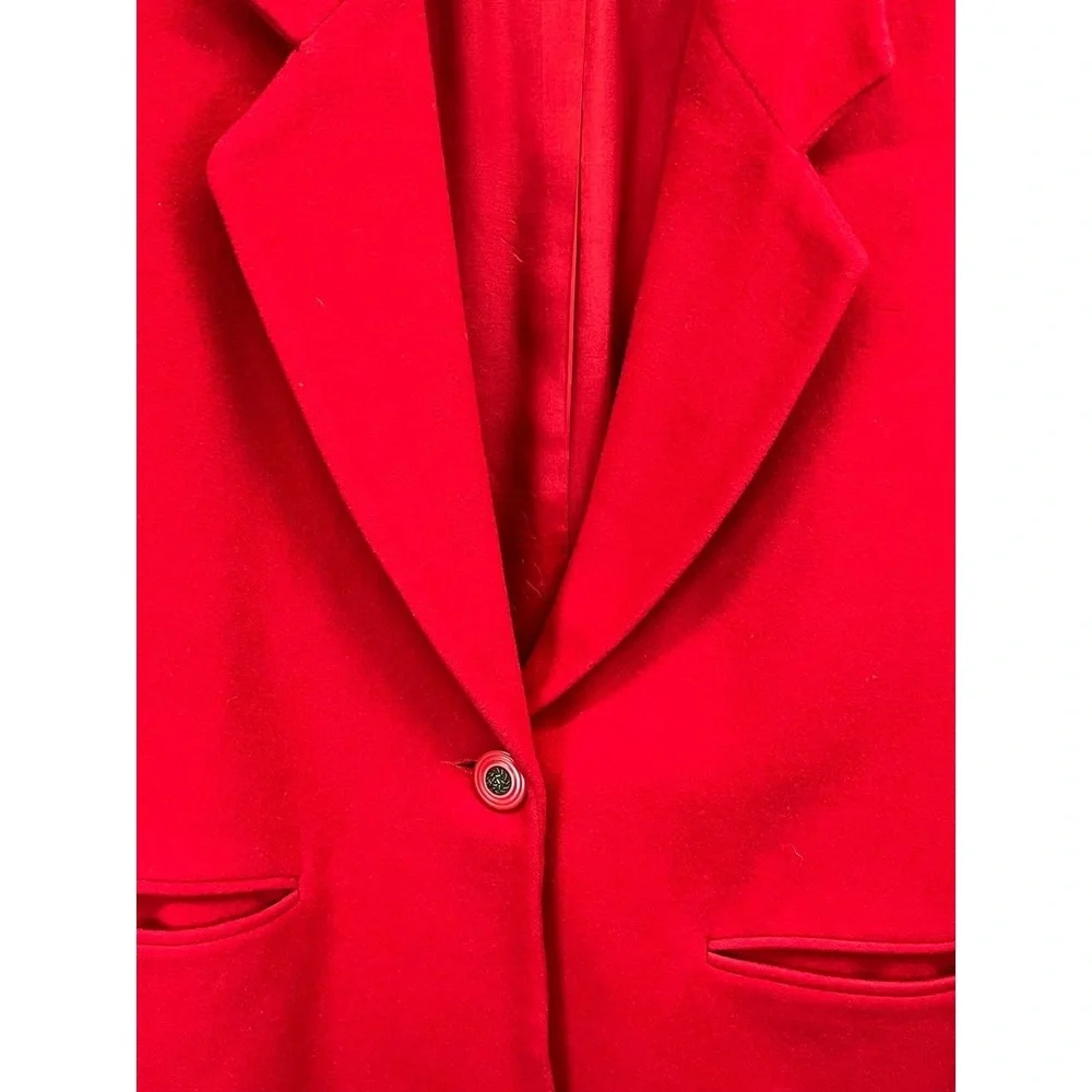 Vintage Fundamental‎ Things Petite Women's Red 80s Wool 1 Button Blazer Size 4 - Picture 4 of 10